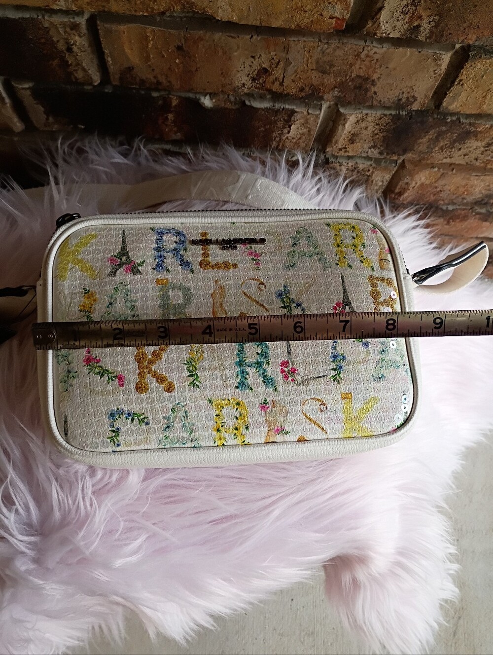NEW Karl Lagerfeld Paris White Sequin Logo Floral Maybelle Crossbody Bag - Picture 15 of 16